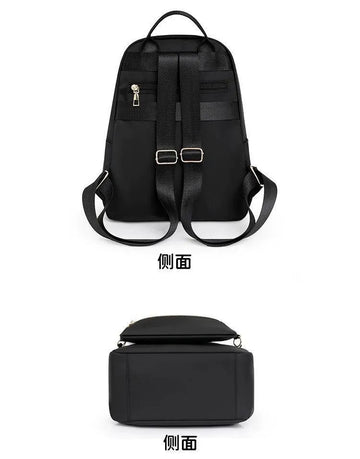 Elegant Black Multi-Pocket Backpack for Women & Girls